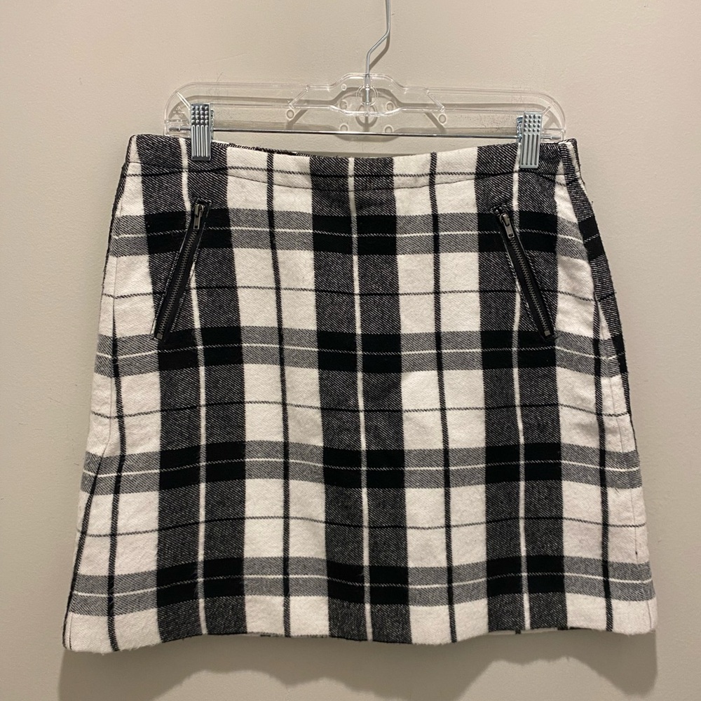 Stylus Plaid Mini Skirt Preppy Y2K Wool Blend Black & White Women's Size 8 EUC